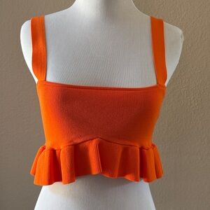 Orange Ruffle Crop Top